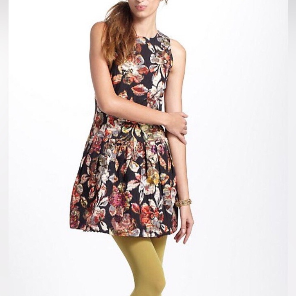 Anthropologie Leifsdottir Adelita Brocade Metallic Cocktail Party Dress Size 6